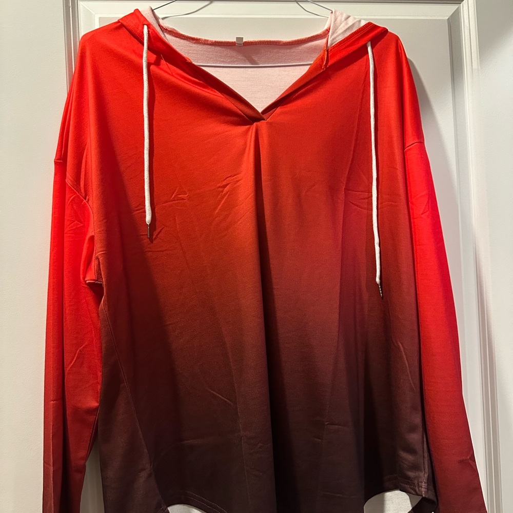 Gradient Red and Brown Women's Hoodie